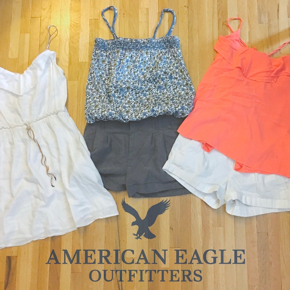 American Eagle Short White Dress Ruffle Top Bundle