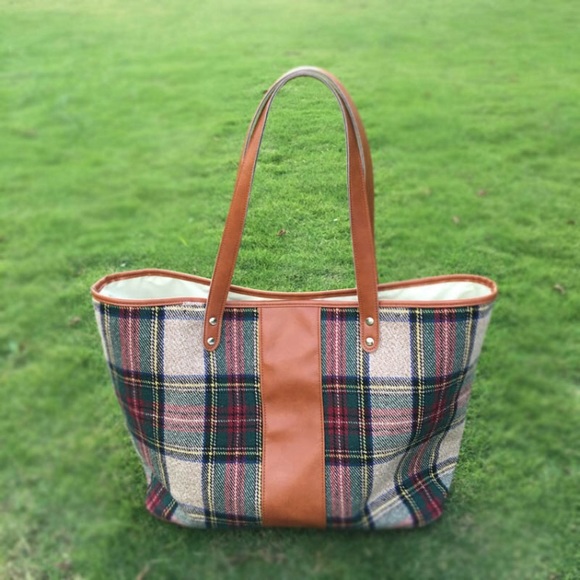 Handbags - Plaid Tote Bag