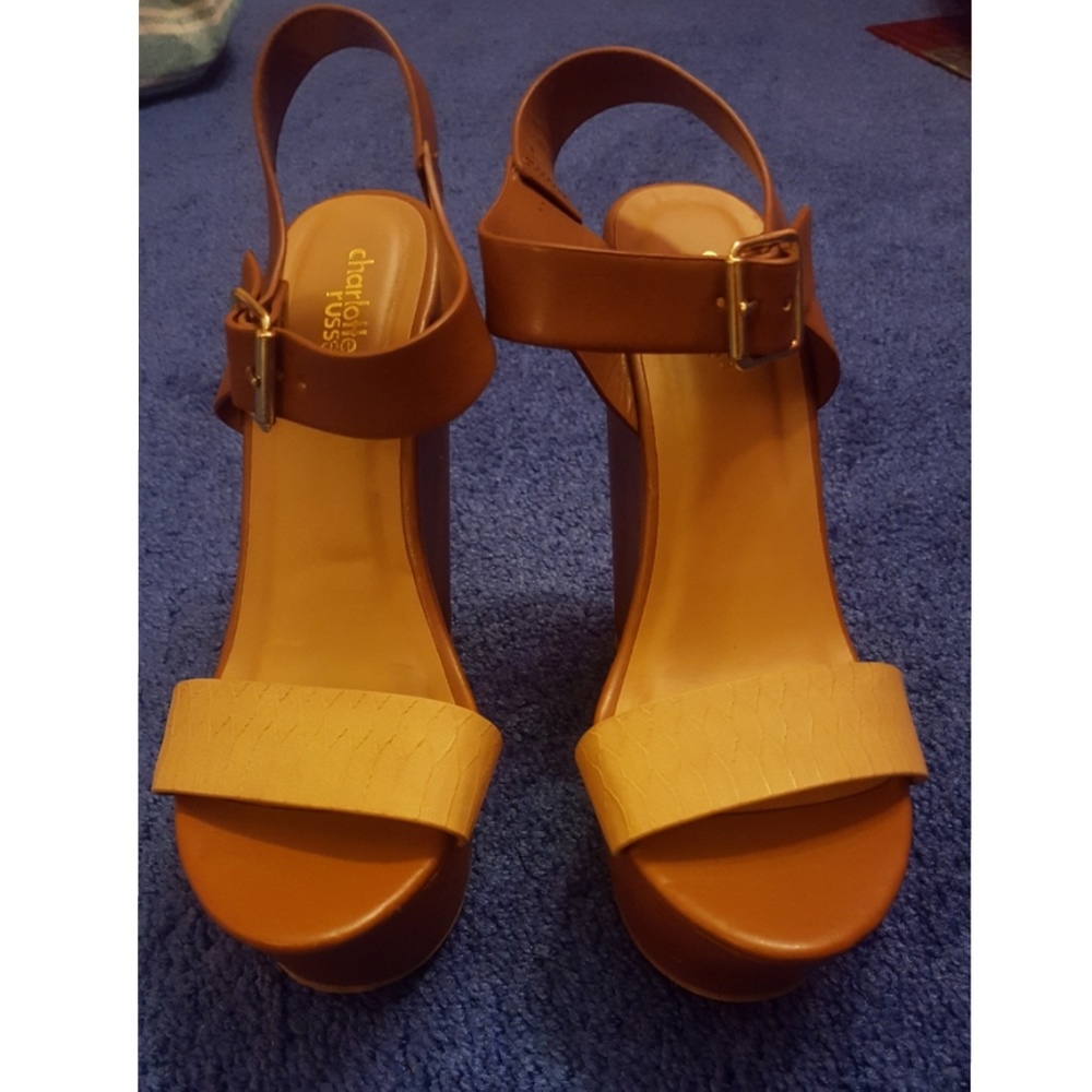 Brown and tan wedges