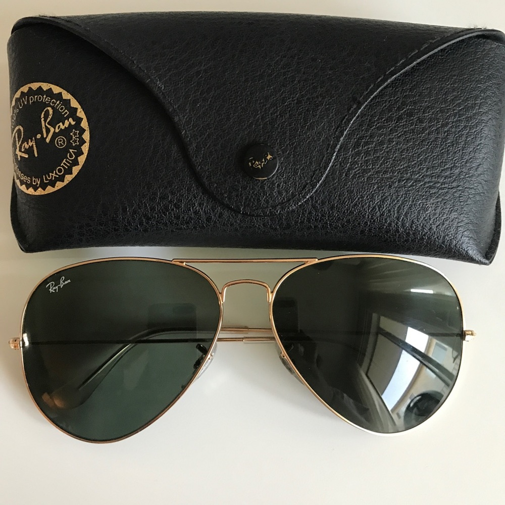 Ray Ban Black/Gold Aviator Sunglasses LARGE