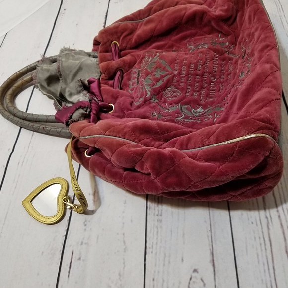Juicy Couture Wine Red Velour Satchel - Picture 6 of 6
