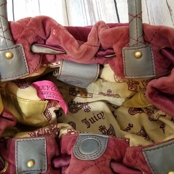 Juicy Couture Wine Red Velour Satchel - Picture 5 of 6