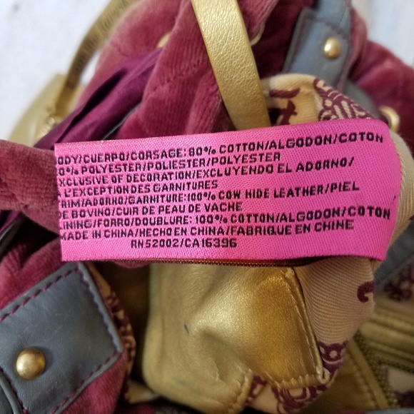 Juicy Couture Wine Red Velour Satchel - Picture 4 of 6
