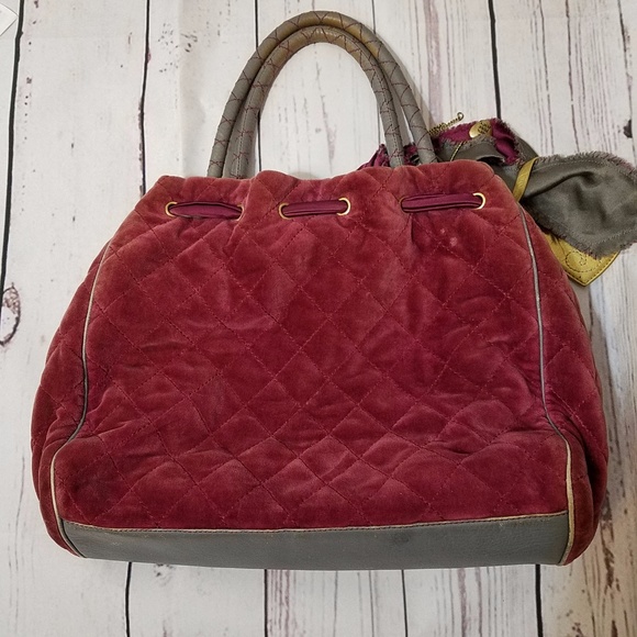 Juicy Couture Wine Red Velour Satchel - Picture 3 of 6