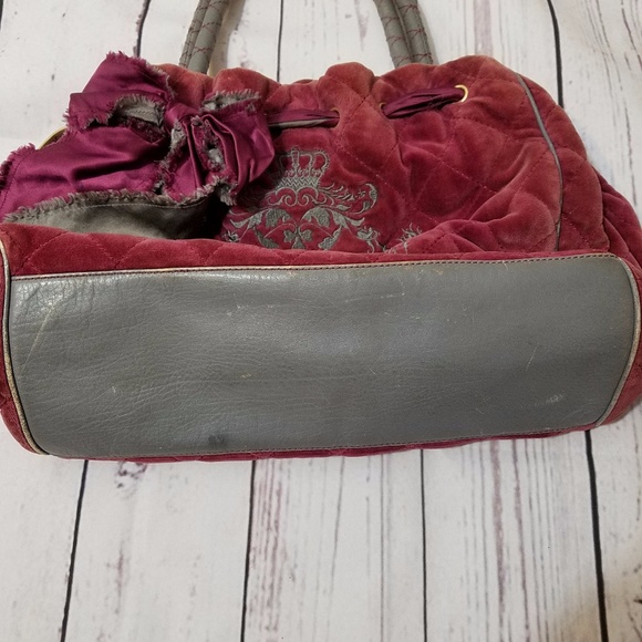Juicy Couture Wine Red Velour Satchel - Picture 2 of 6