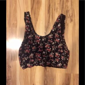 Black floral crop top
