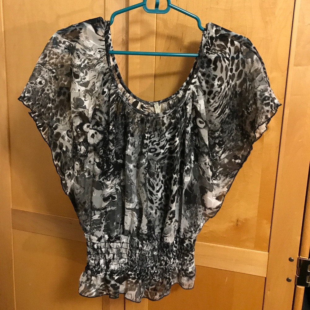 Sheer, silky blouse, tank attached underneath