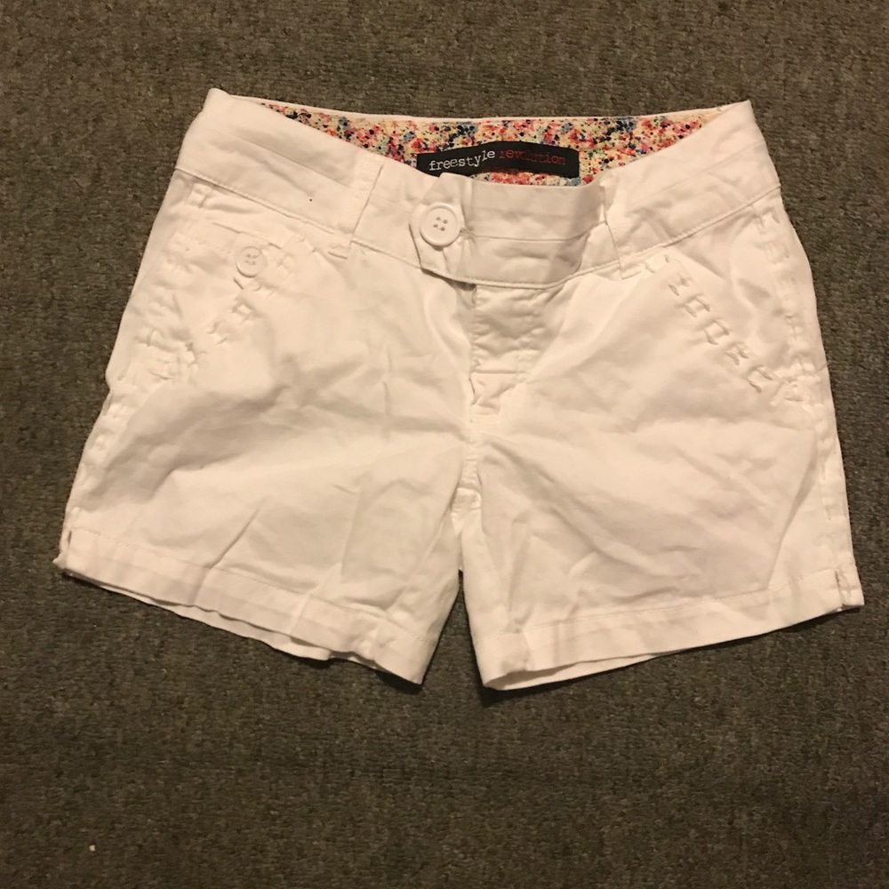 White midi length trouser shorts