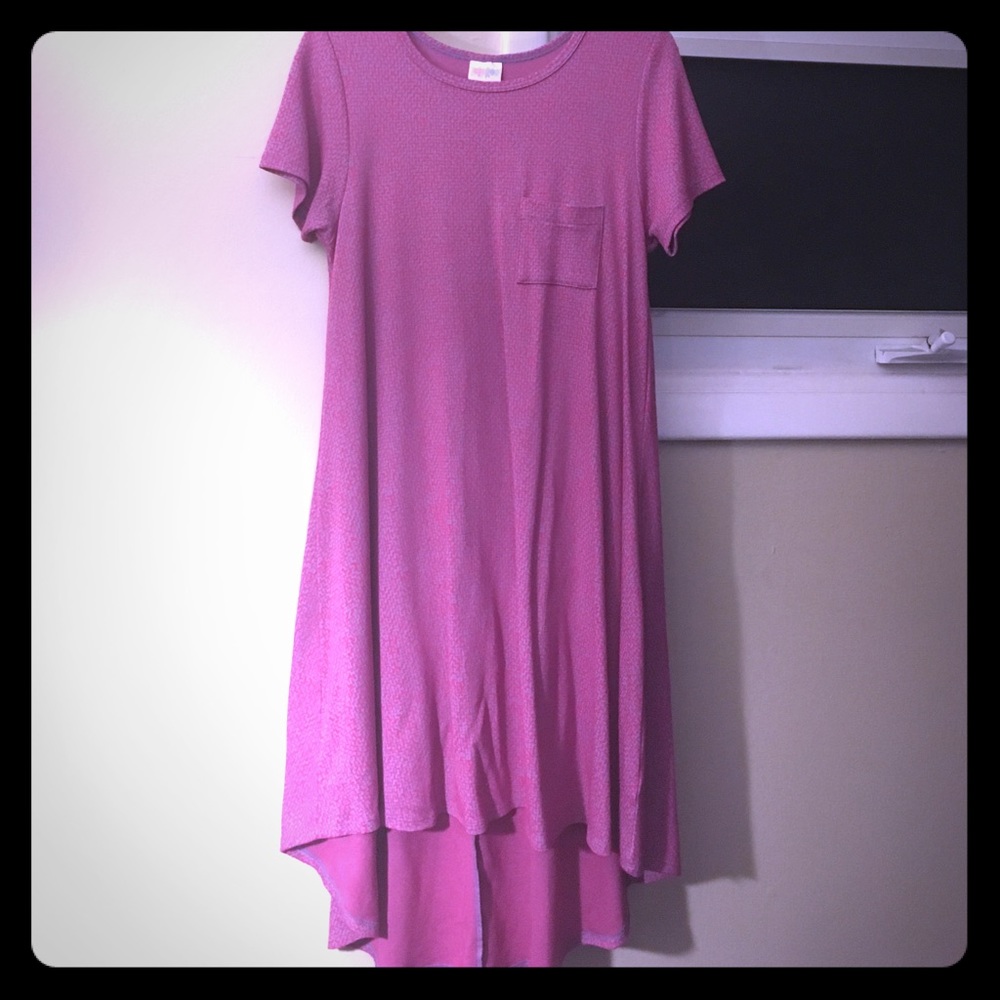 Pink and lavender printed LuLaRoe Carly dress