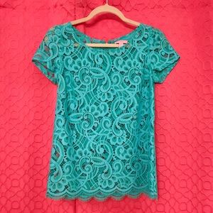 Lilly Pulitzer turquoise lace top