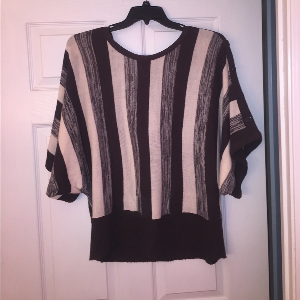 Cute, brown and white, striped sweater