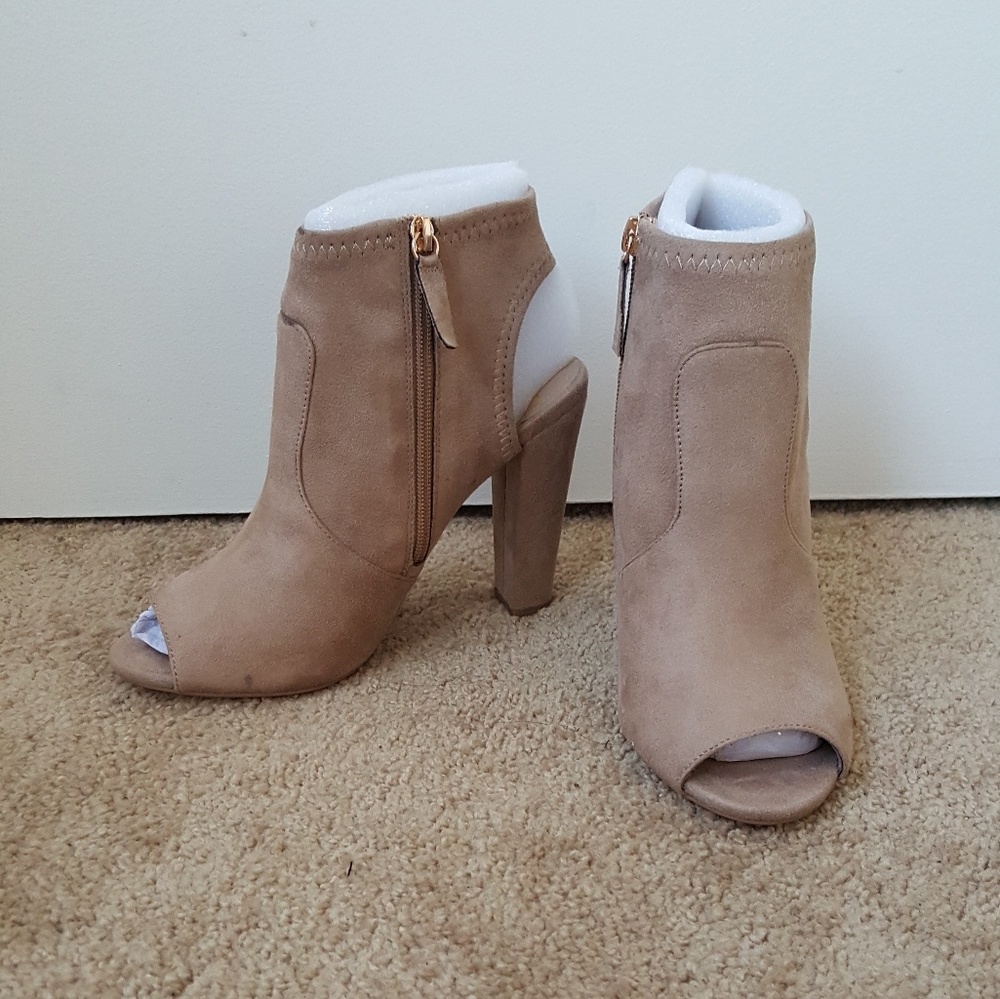 Beige Faux Suede Bootie