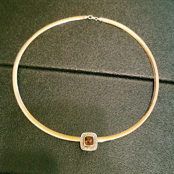 14KT/925 OMEGA/CITRINE SLIDE NECKLACE - Picture 2 of 8