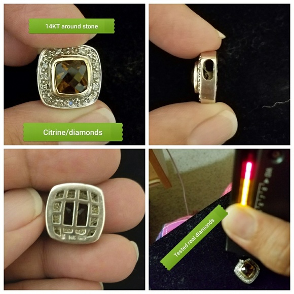 14KT/925 OMEGA/CITRINE SLIDE NECKLACE - Picture 3 of 8