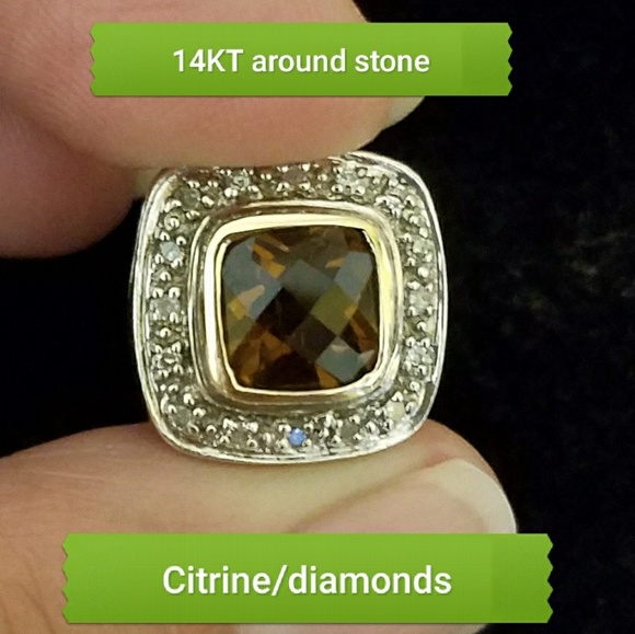 14KT/925 OMEGA/CITRINE SLIDE NECKLACE - Picture 4 of 8