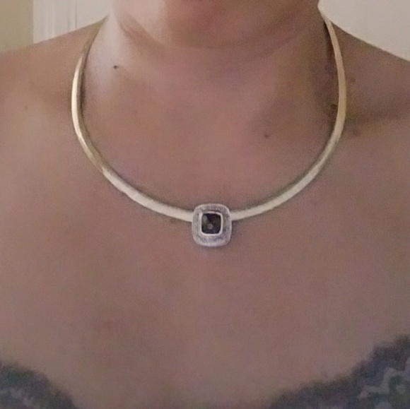 14KT/925 OMEGA/CITRINE SLIDE NECKLACE - Picture 7 of 8