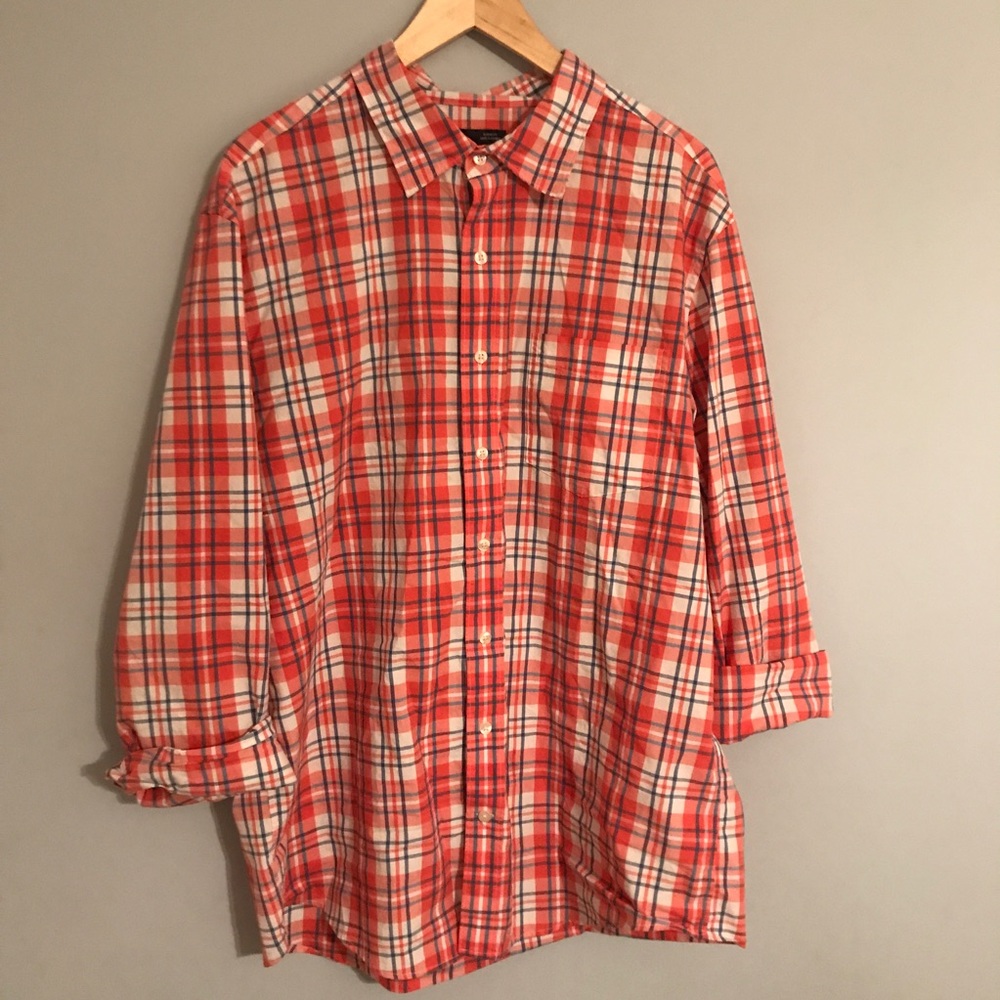 Gap Men's Orange Blue Dress Shirt XL