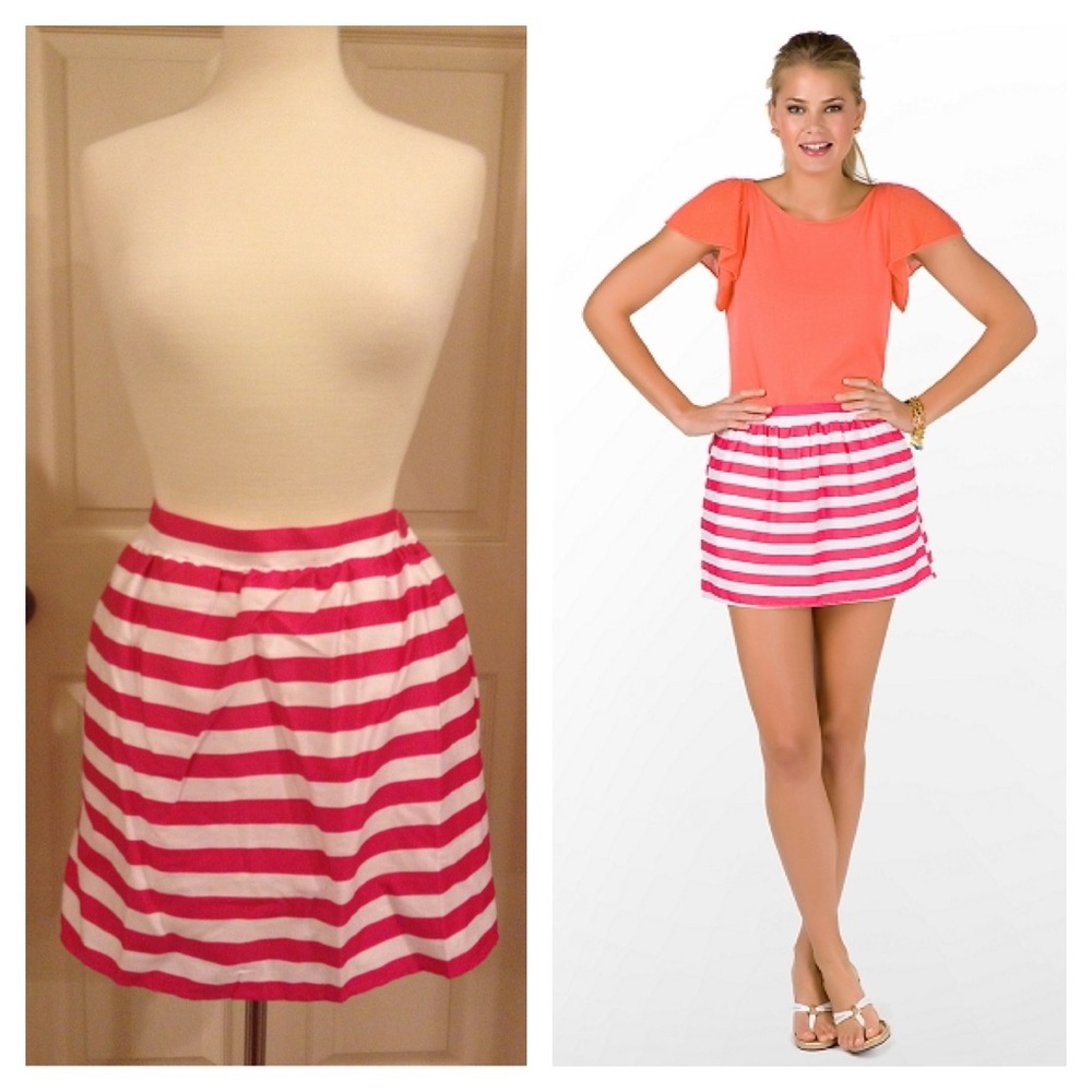 Lilly Pulitzer Mimosa Skirt M Azalea Pink Stripe