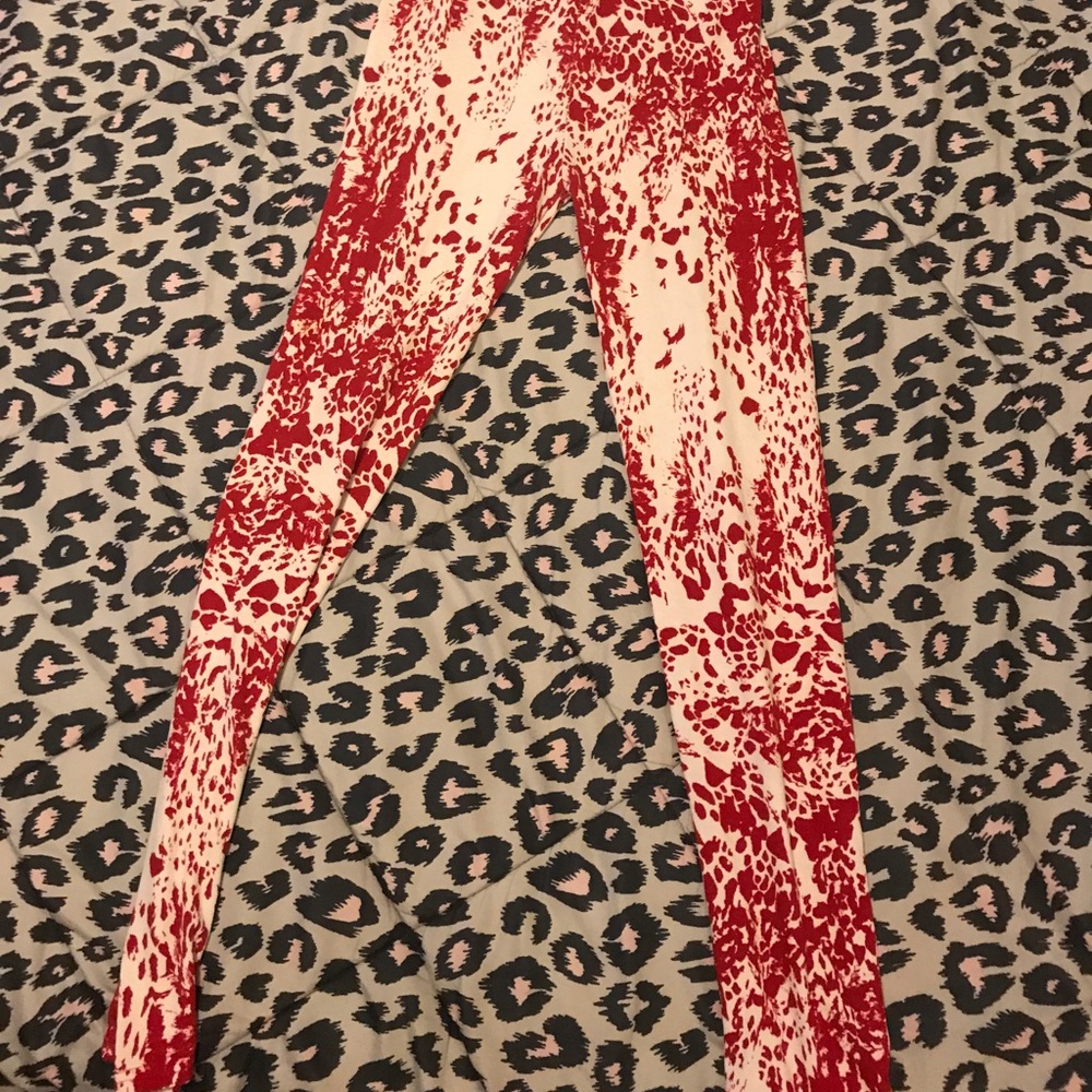 Red and white leggings