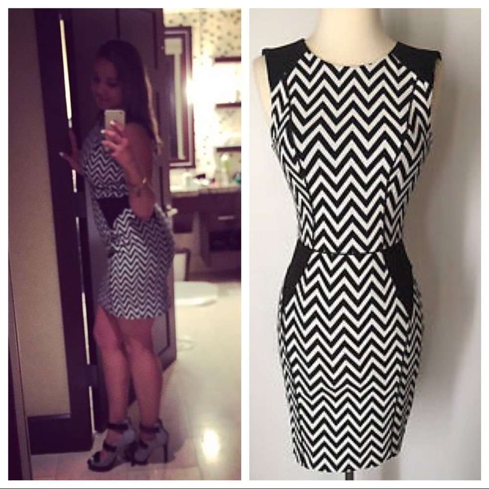 Black and white chevron dress