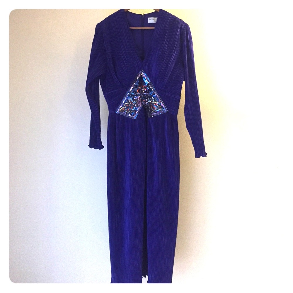 Ridiculously glam purple gown. Sequins & ruffles!!