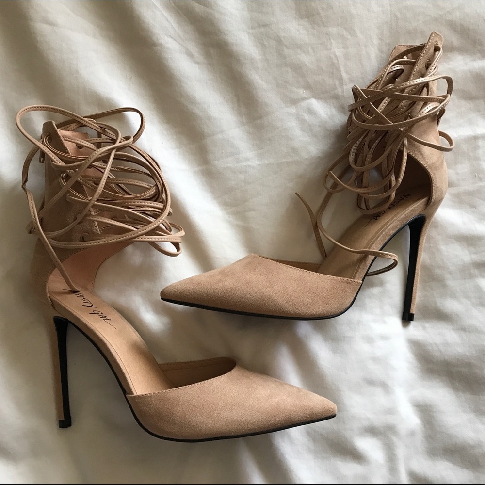 Nasty Gal Strap-Minded Lace-Up Heel Nude