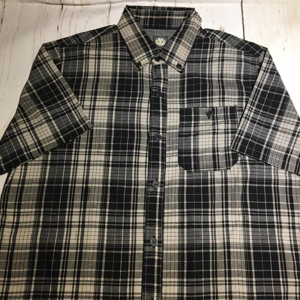 🆕 Element Men's Plaid Cotton Pocket Shirt - BLK - Picture 2 of 8