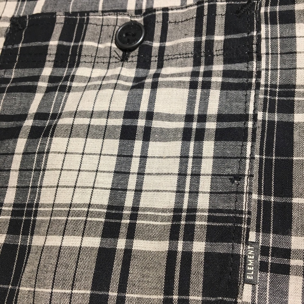🆕 Element Men's Plaid Cotton Pocket Shirt - BLK - Picture 6 of 8
