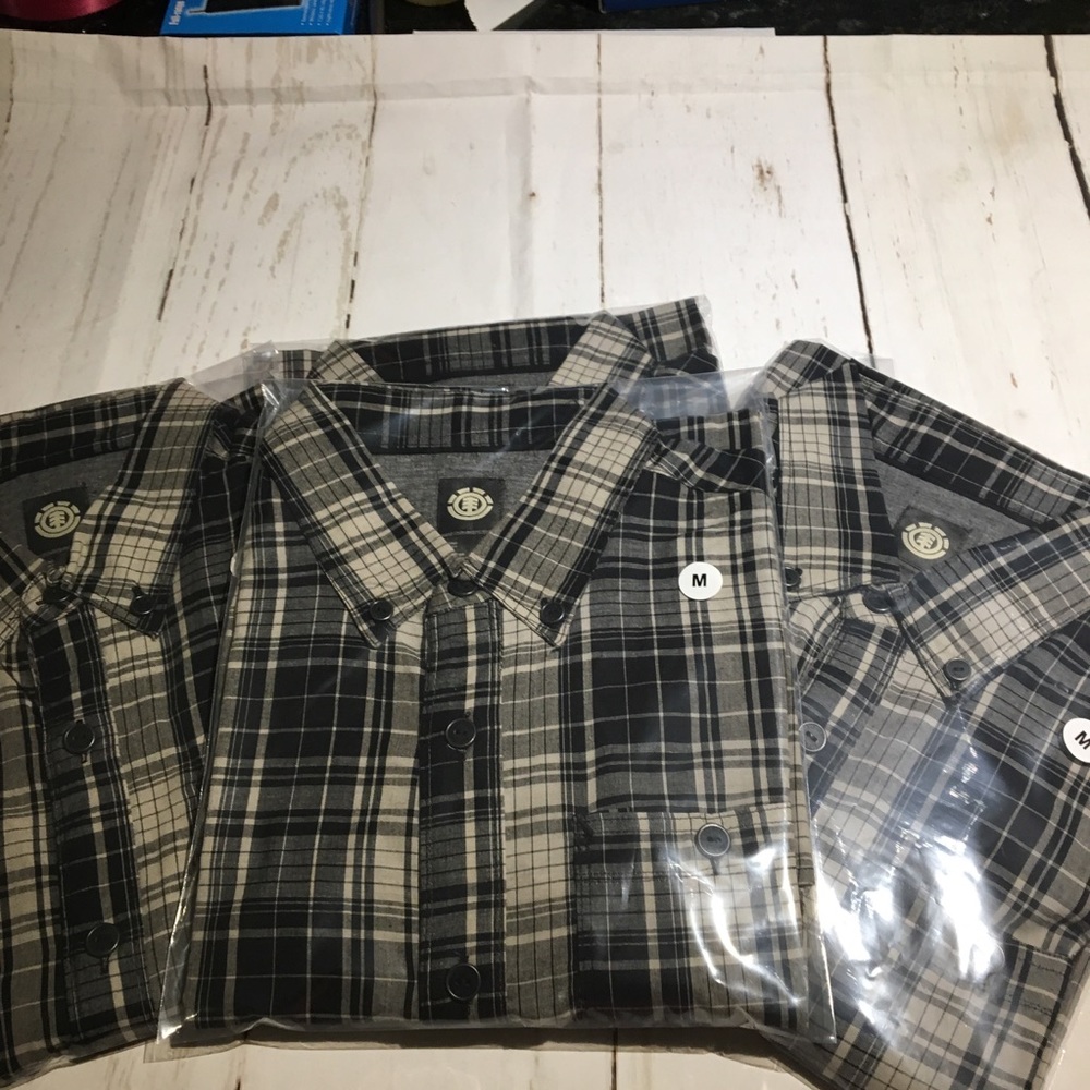 🆕 Element Men's Plaid Cotton Pocket Shirt - BLK - Picture 7 of 8