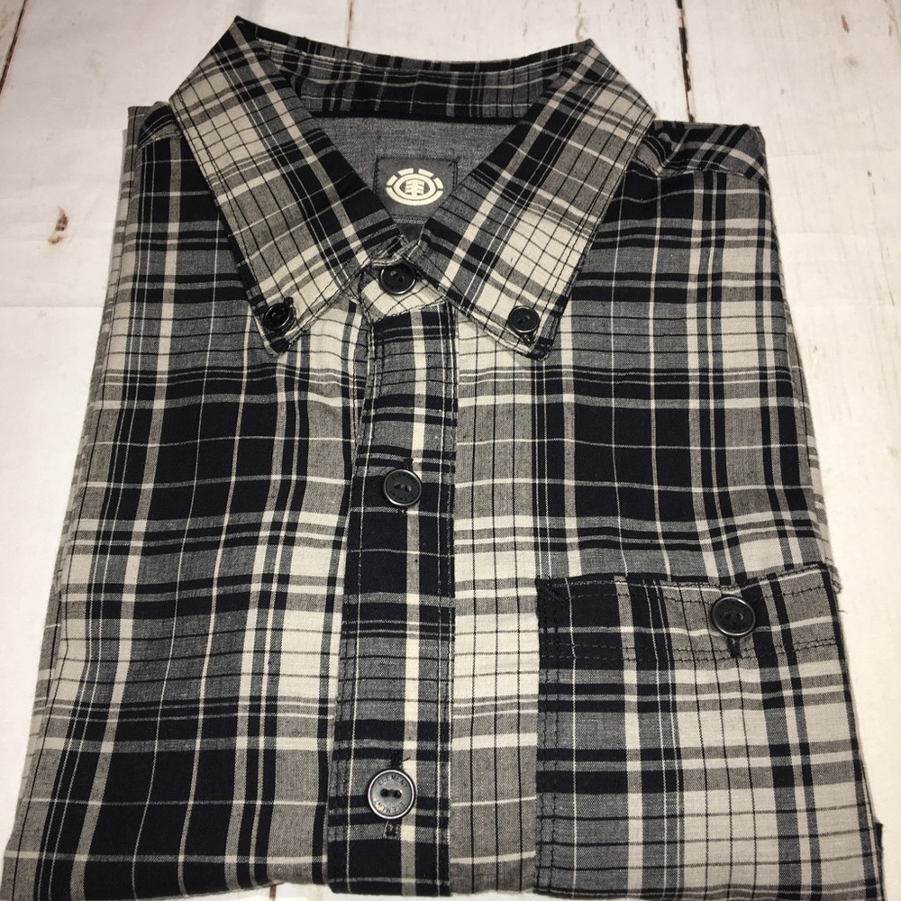 🆕 Element Men's Plaid Cotton Pocket Shirt - BLK - Picture 8 of 8