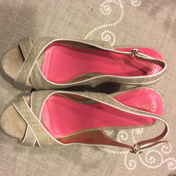 lilly pulitzer wedges slingback canvas - Picture 4 of 7