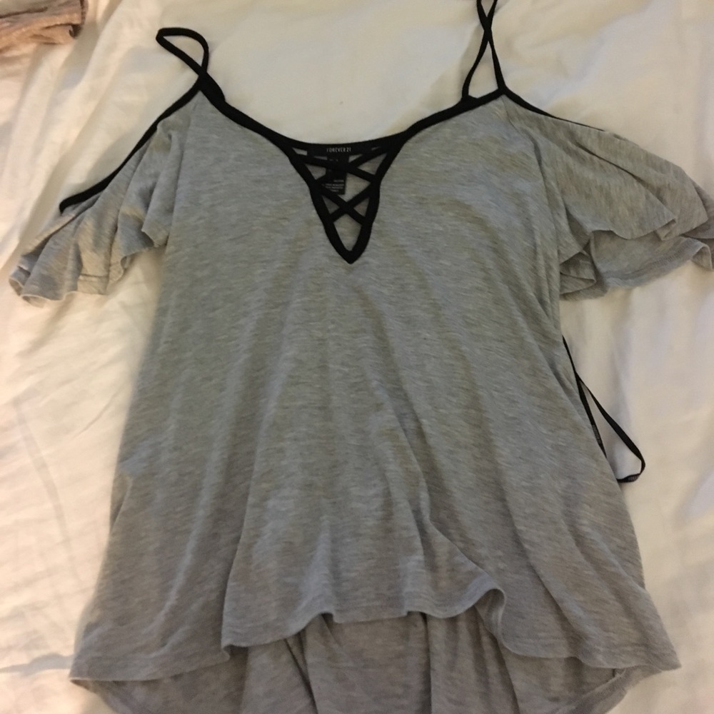 gray cold shoulder top NWOT