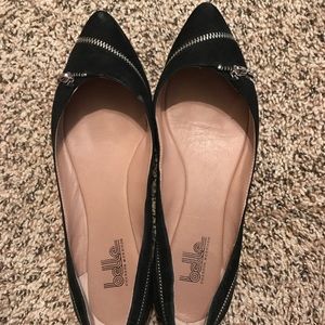 Belle black zipper flats