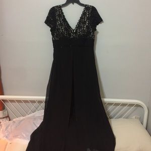 Black long dress with black detailing