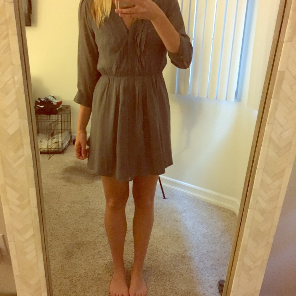 Grey silk chiffon dress