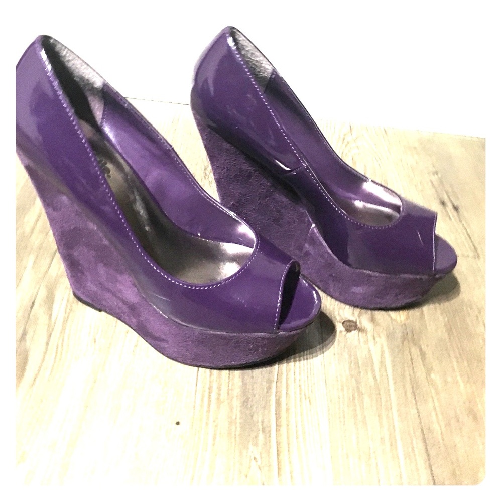 Charlotte Russe purple suede wedge heel