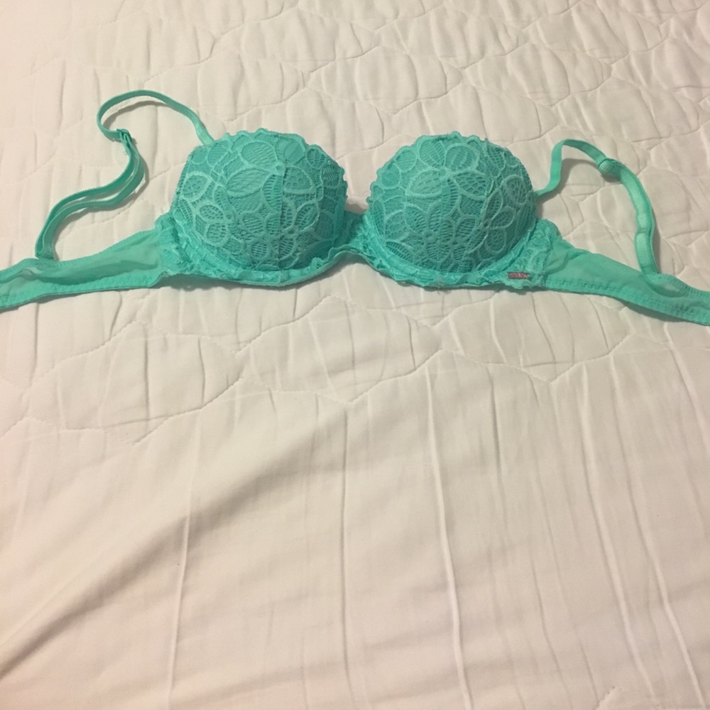 Mint green pink bra