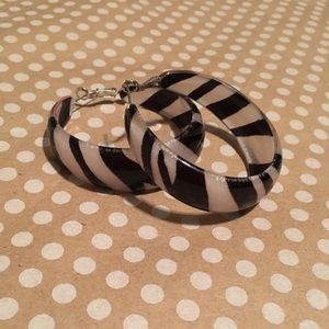 Zebra Print Hoop Boutique Earrings