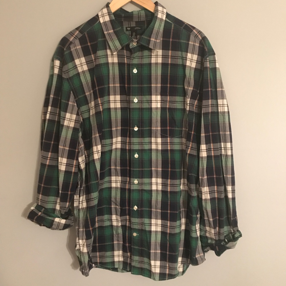 Gap Men's Dress Shirt XL Green/Blue