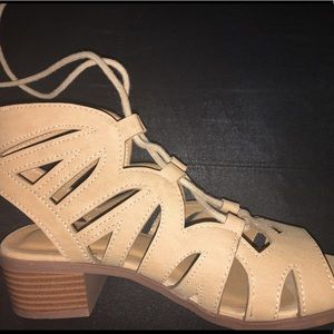 Cut Out Open Toe Stacked Heel Booties