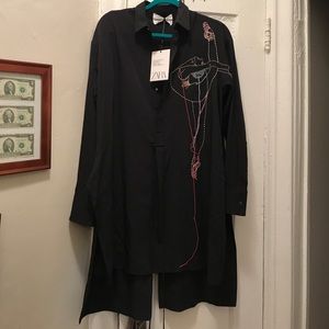 Navy zara studio shirt.