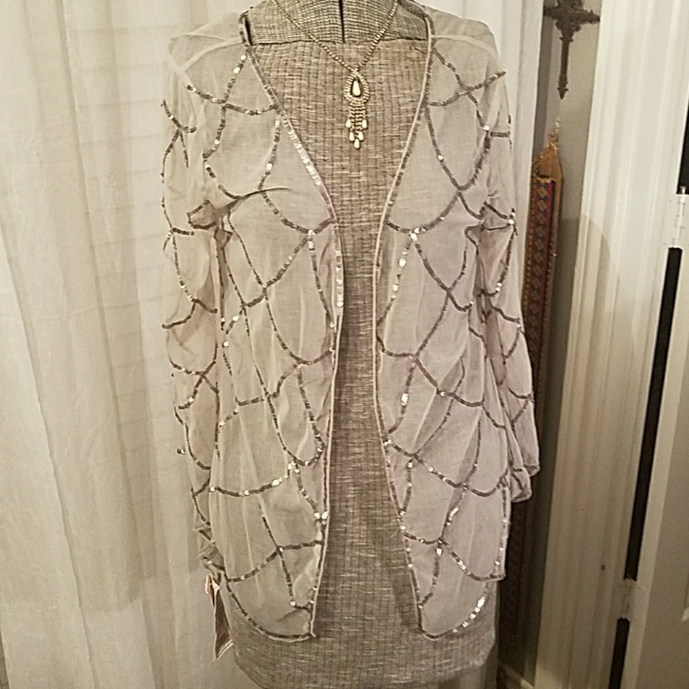 Grey / silver sequin sheer jacket