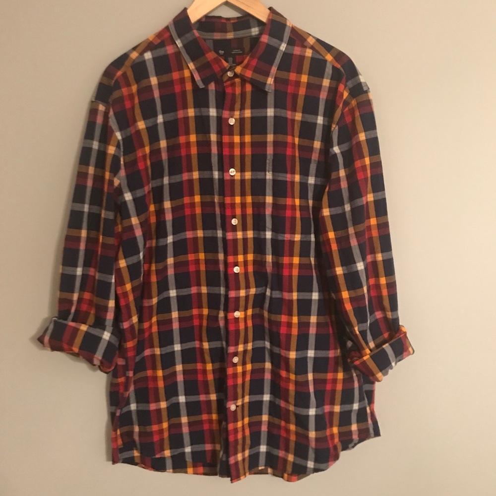 Gap Men's XL Dress Shirt Orange/Blue/Red