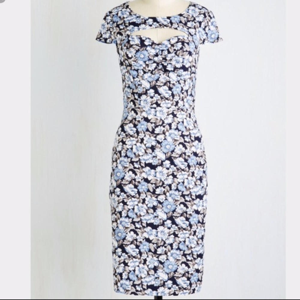 ModCloth Dear Fiery Dress In Bloom Floral Navy