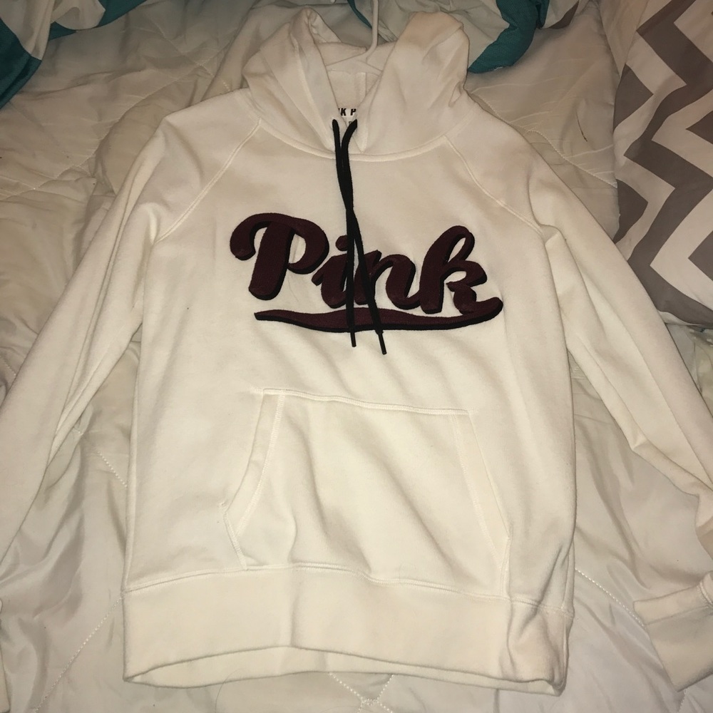 PINK white and maroon hoodie