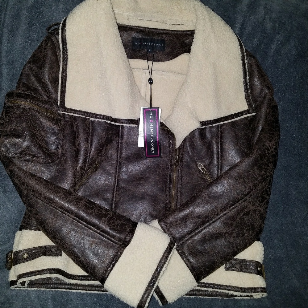 Ladies brown faux leather jacket