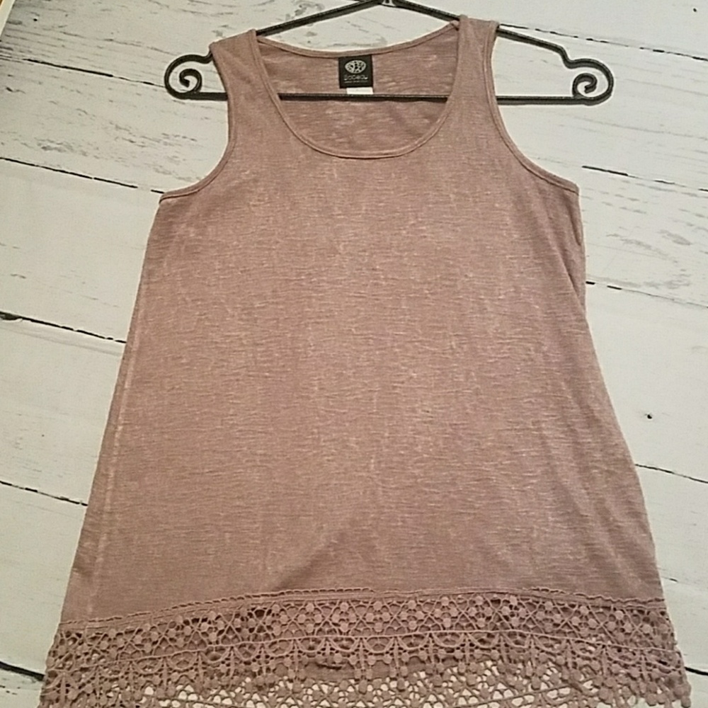 Bobeau Blush Tank Lace Hem