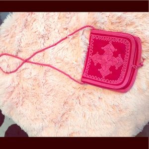 Ethnic pink mini crossbody bag