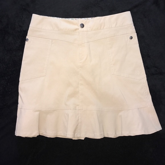 Athleta Dresses & Skirts - Athleta Khaki Ruffle Hem Skirt Size 4