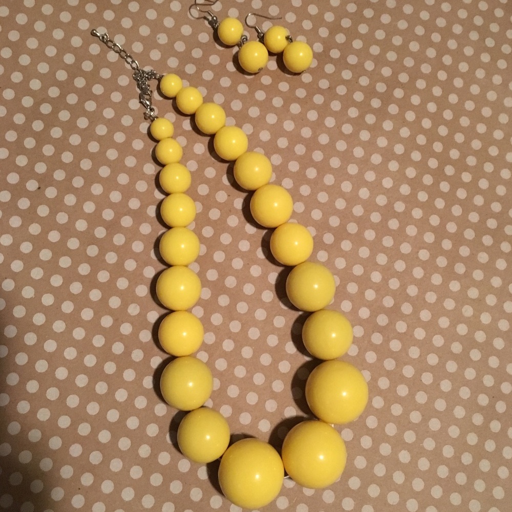 Yellow Earrings and Necklace